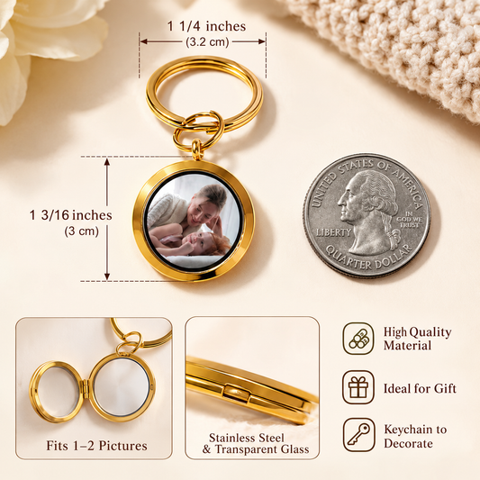 Custom Round Photo Locket Keychain