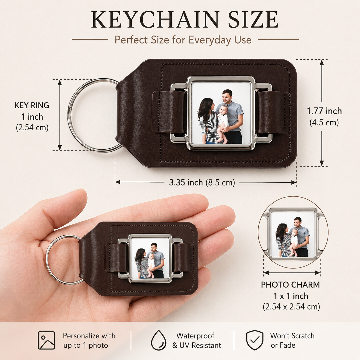 Custom Leather Photo Keychain – Set of 2