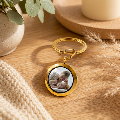 Custom Round Photo Locket Keychain