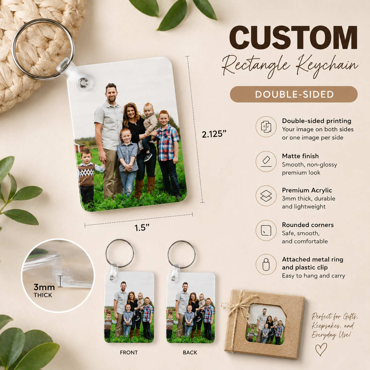 Custom Double-Sided Photo Keychain