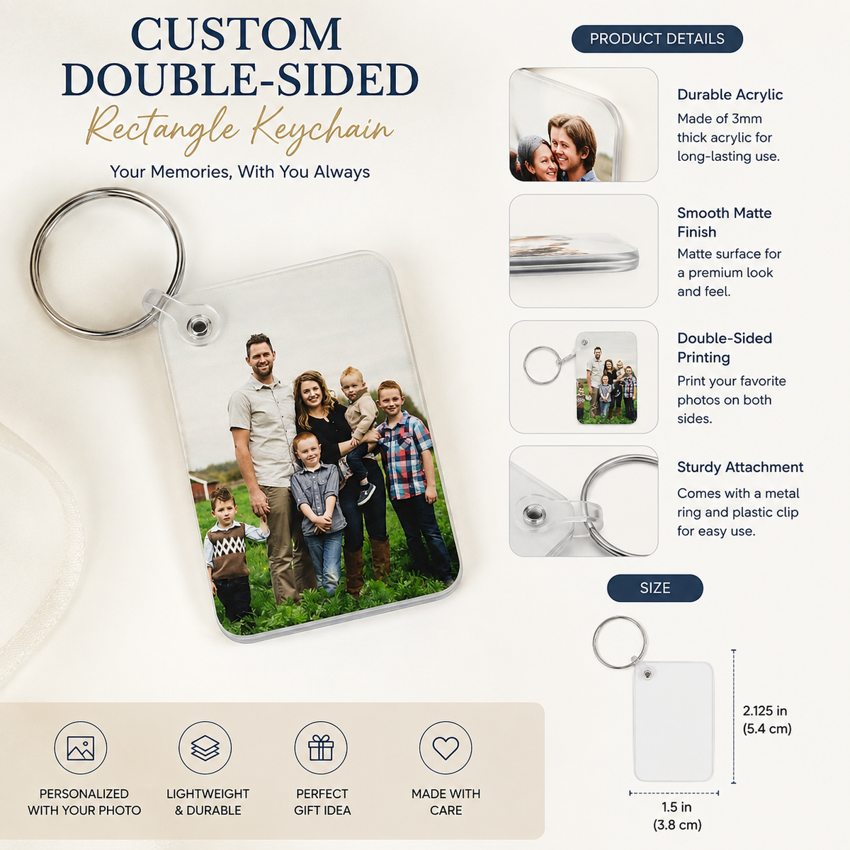 Custom Double-Sided Photo Keychain