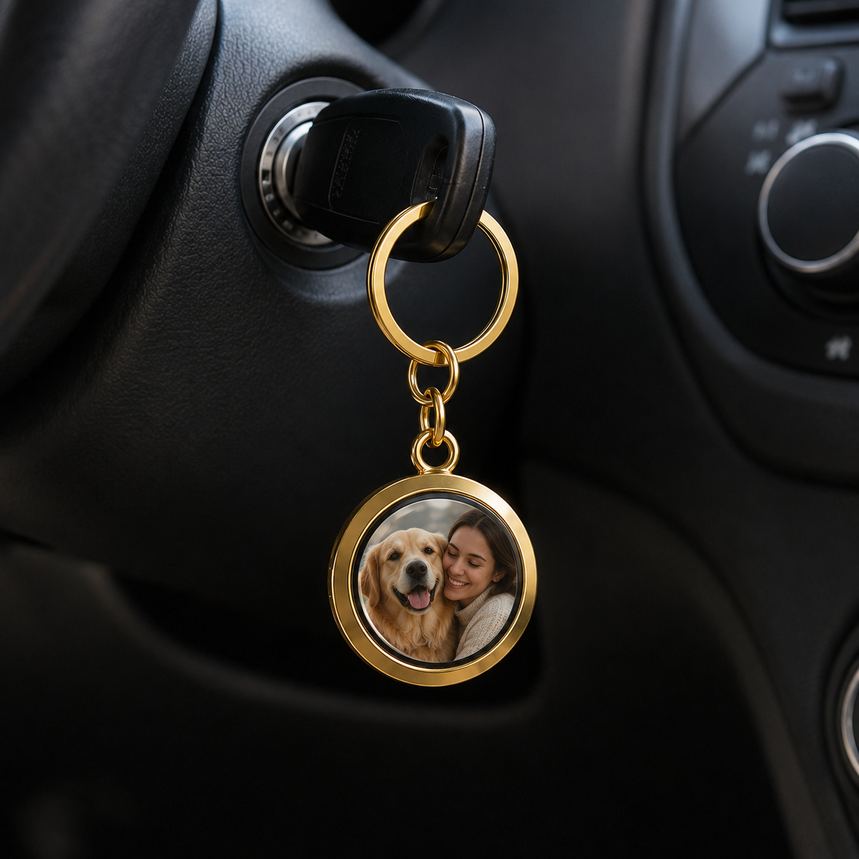 Custom Round Photo Locket Keychain