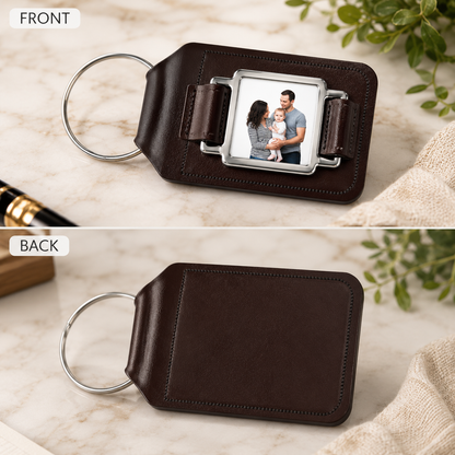Custom Leather Photo Keychain – Set of 2