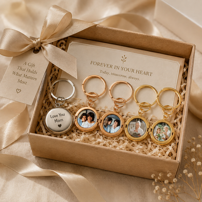 Custom Birth Flower Locket Keychain