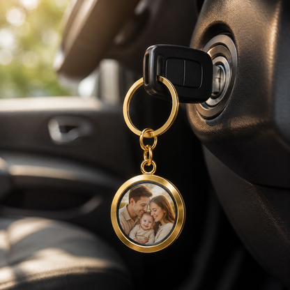Custom Round Photo Locket Keychain