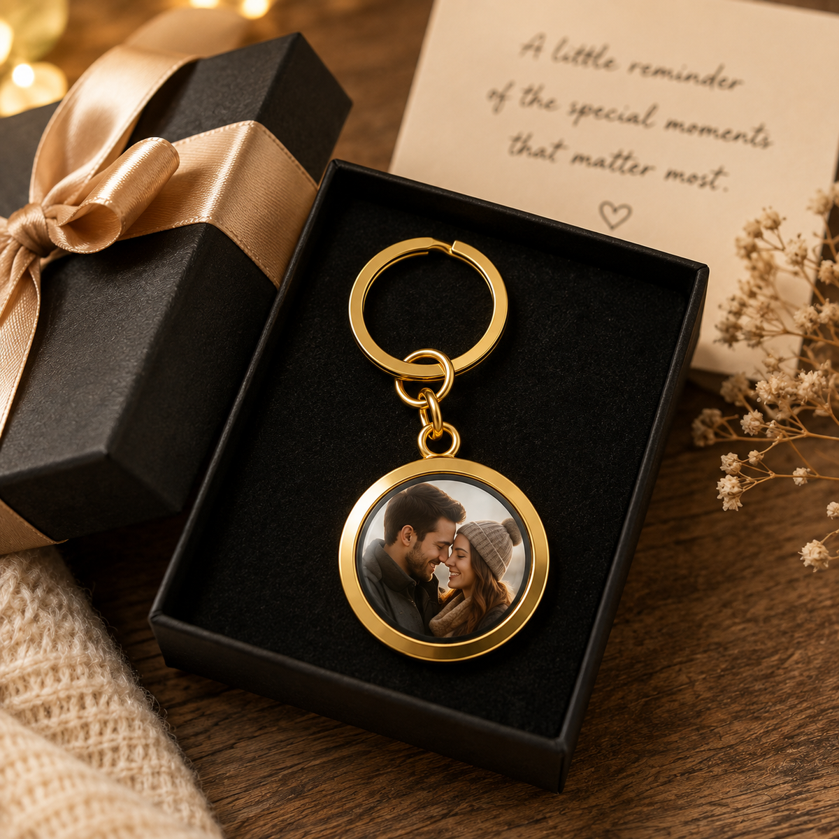 Custom Round Photo Locket Keychain