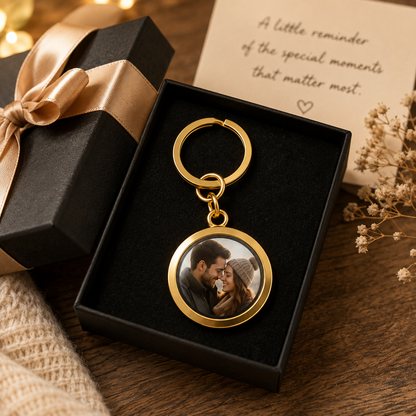 Custom Round Photo Locket Keychain